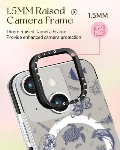 Lotadilo for iPhone 15 Case for Women - Girls Kawaii Design Compatible with Magsafe Magnetic Ring Holder Stand Sea Fish Phone Covers Aesthetic Girly TPU Funda for 15 - 3