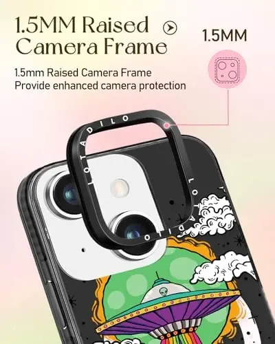 Lotadilo for iPhone 15 Case for Women - Girls Kawaii Design Compatible with Magsafe Magnetic Ring Holder Stand UFO Alien Phone Covers Aesthetic Girly TPU Funda for 15 - 3