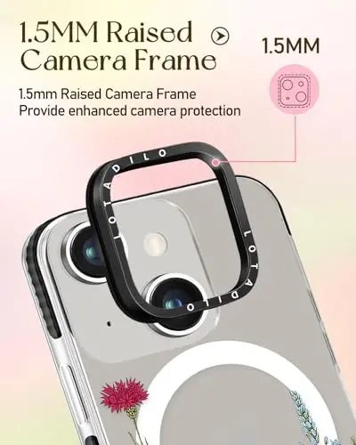 Lotadilo for iPhone 15 Case for Women - Girls Kawaii Design Compatible with Magsafe Magnetic Ring Holder Stand Flowers Plants Phone Covers Aesthetic Girly TPU Funda for 15 - 11