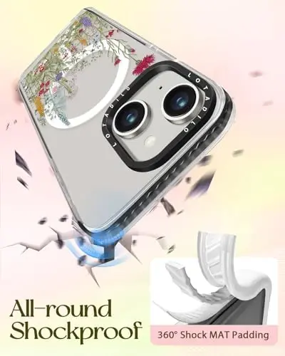 iPhone 15 için Lotadilo Kılıfı - Kadınlar - Kızlar Kawaii Tasarımı Magsafe Manyetik Halka Tutucu Standı Çiçekler Bitkiler Telefon Kılıfları Estetik Kız TPU Funda 15 ile Uyumlu - 13
