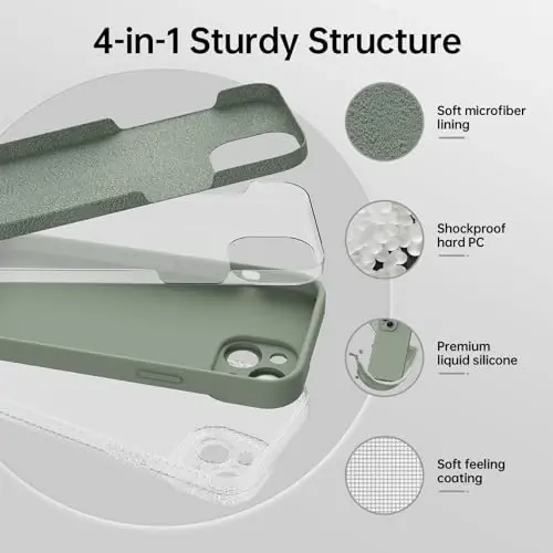 Magnetic for iPhone 15 Case with Screen Protector - Wireless Charging Compatible - Upgraded Camera Protection - Silicone Shockproof Protective Phone Case for iPhone 15 6.1