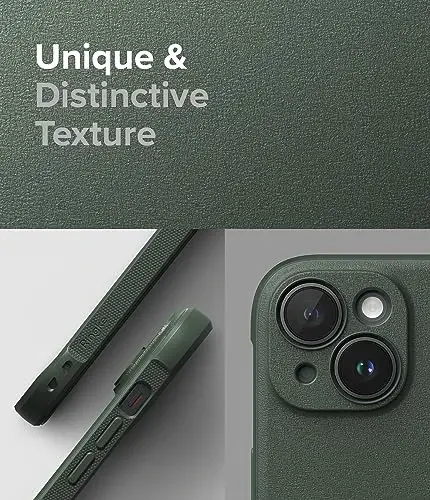 Ringke Onyx for iPhone 15 Case, [Feels Good in The Hand] Oil & Dirt Resistant, Individual Lens Covers for Cameras, Non-Slip Enhanced Grip Lightweight Cover - Dark Green - 4