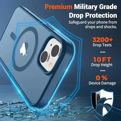 SUPFINE Magnetic for iPhone 15 Case (Compatible with MagSafe) (Military Grade Drop Protection) Slim Translucent Matte Shockproof with Anti-Fingerprint Phone Case,Deep Blue - 2