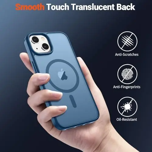 SUPFINE Magnetic for iPhone 15 Case (Compatible with MagSafe) (Military Grade Drop Protection) Slim Translucent Matte Shockproof with Anti-Fingerprint Phone Case,Deep Blue - 3
