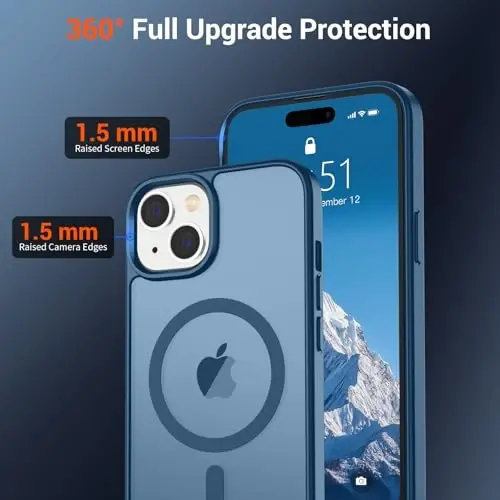 SUPFINE Magnetic for iPhone 15 Case (Compatible with MagSafe) (Military Grade Drop Protection) Slim Translucent Matte Shockproof with Anti-Fingerprint Phone Case,Deep Blue - 5