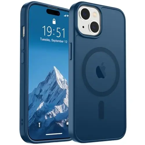SUPFINE Magnetic for iPhone 15 Case (Compatible with MagSafe) (Military Grade Drop Protection) Slim Translucent Matte Shockproof with Anti-Fingerprint Phone Case,Deep Blue 
