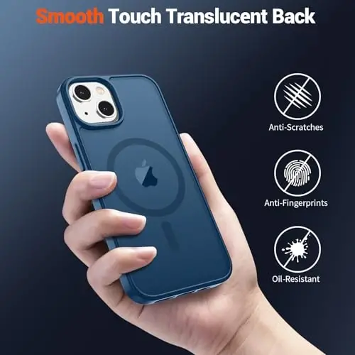 SUPFINE Magnetic for iPhone 15 Case (Compatible with MagSafe) (Military Grade Drop Protection) Slim Translucent Matte Shockproof with Anti-Fingerprint Phone Case,Deep Blue - 5