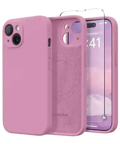 SuydanBox Magnetic for iPhone 15 Case, Compatible with MagSafe, [Screen Protector + Full Camera Protection], Silicone Shockproof Anti-Scratch Protective Phone Case for iPhone 15 6.1
