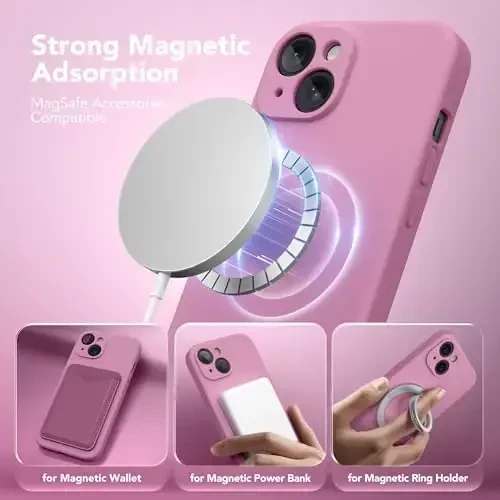 SuydanBox Magnetic for iPhone 15 Case, Compatible with MagSafe, [Screen Protector + Full Camera Protection], Silicone Shockproof Anti-Scratch Protective Phone Case for iPhone 15 6.1