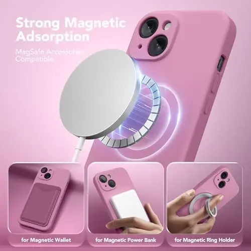 SuydanBox Magnetic for iPhone 15 Case, Compatible with MagSafe, [Screen Protector + Full Camera Protection], Silicone Shockproof Anti-Scratch Protective Phone Case for iPhone 15 6.1