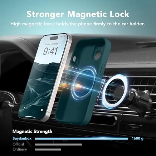 SuydanBox Magnetic for iPhone 15 Case, Compatible with MagSafe, [Screen Protector + Full Camera Protection], Silicone Shockproof Anti-Scratch Protective Phone Case for iPhone 15 6.1