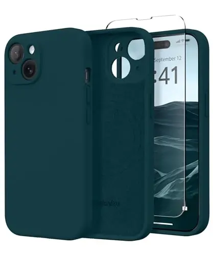 SuydanBox Magnetic for iPhone 15 Case, Compatible with MagSafe, [Screen Protector + Full Camera Protection], Silicone Shockproof Anti-Scratch Protective Phone Case for iPhone 15 6.1