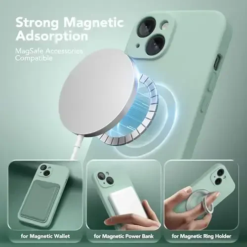 SuydanBox Magnetic for iPhone 15 Case, Compatible with MagSafe, [Screen Protector + Full Camera Protection], Silicone Shockproof Anti-Scratch Protective Phone Case for iPhone 15 6.1