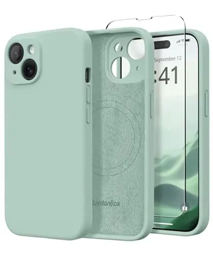 SuydanBox Magnetic for iPhone 15 Case, Compatible with MagSafe, [Screen Protector + Full Camera Protection], Silicone Shockproof Anti-Scratch Protective Phone Case for iPhone 15 6.1