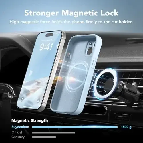 SuydanBox Magnetic for iPhone 15 Case, Compatible with MagSafe, [Screen Protector + Full Camera Protection], Silicone Shockproof Anti-Scratch Protective Phone Case for iPhone 15 6.1
