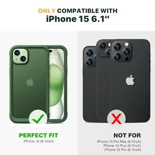 Diaclara Designed for iPhone 15 Case, Full Body Rugged Case with Built-in Touch Sensitive Anti-Scratch Screen Protector, with Camera Lens Protector for iPhone 15 6.1