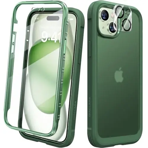 Diaclara Designed for iPhone 15 Case, Full Body Rugged Case with Built-in Touch Sensitive Anti-Scratch Screen Protector, with Camera Lens Protector for iPhone 15 6.1