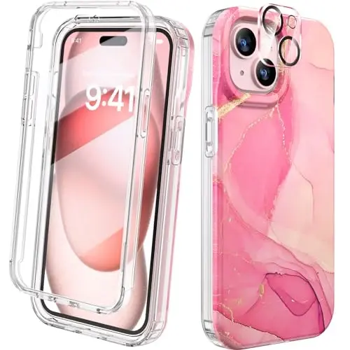 Diaclara Designed for iPhone 15 Case, Full Body Rugged Case with Built-in Touch Sensitive Anti-Scratch Screen Protector, with Camera Lens Protector for iPhone 15 6.1