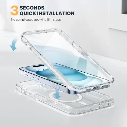 Diaclara Magnetic Designed for iPhone 15 Case, Compatible with MagSafe Built-in Touch Sensitive Anti-Scratch Screen Protector, with Camera Lens Protector for iPhone 15 6.1