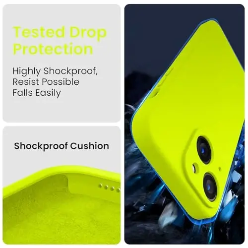 FireNova Designed for iPhone 15 Case, Silicone Upgraded [Camera Protection] Phone Case with [2 Screen Protectors], Soft Anti-Scratch Microfiber Lining Inside, 6.1 inch, Fluorescent Green - 4