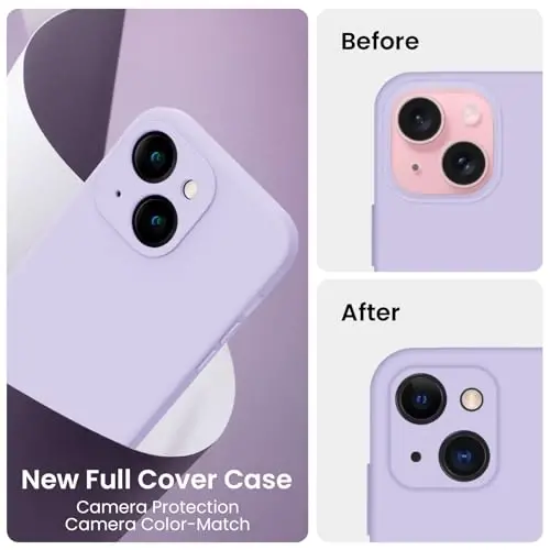 FireNova Designed for iPhone 15 Case, Silicone Upgraded [Camera Protection] Phone Case, Soft Anti-Scratch Microfiber Lining Inside, 6.1 inch, Clove Purple - 3