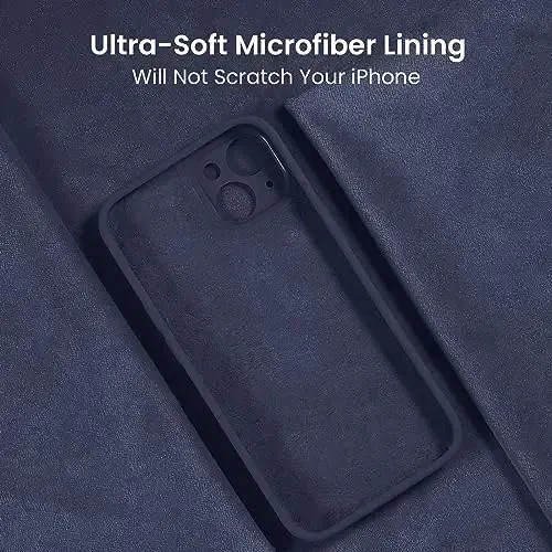 FireNova Designed for iPhone 15 Case, Silicone Upgraded [Camera Protection] Phone Case with [2 Screen Protectors], Soft Anti-Scratch Microfiber Lining Inside, 6.1 inch, Navy Blue - 5