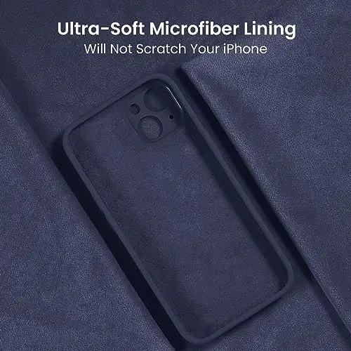 FireNova Designed for iPhone 15 Case, Silicone Upgraded [Camera Protection] Phone Case with [2 Screen Protectors], Soft Anti-Scratch Microfiber Lining Inside, 6.1 inch, Navy Blue - 5