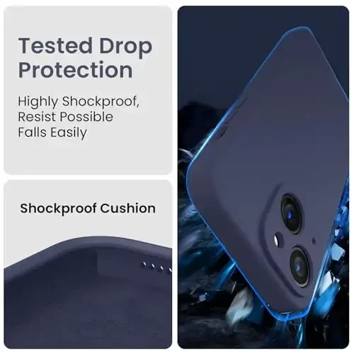 FireNova Designed for iPhone 15 Case, Silicone Upgraded [Camera Protection] Phone Case with [2 Screen Protectors], Soft Anti-Scratch Microfiber Lining Inside, 6.1 inch, Navy Blue - 4