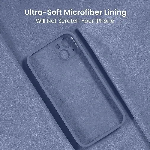 FireNova Designed for iPhone 15 Case, Silicone Upgraded [Camera Protection] Phone Case with [2 Screen Protectors], Soft Anti-Scratch Microfiber Lining Inside, 6.1 inch, Lavender Gray - 5