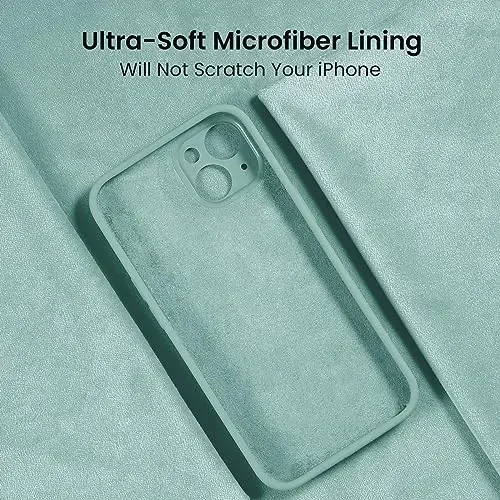 FireNova Designed for iPhone 15 Case, Silicone Upgraded [Camera Protection] Phone Case with [2 Screen Protectors], Soft Anti-Scratch Microfiber Lining Inside, 6.1 inch, Mint Green - 5