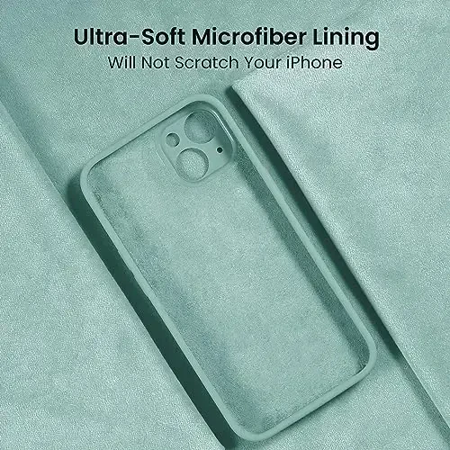 FireNova Designed for iPhone 15 Case, Silicone Upgraded [Camera Protection] Phone Case with [2 Screen Protectors], Soft Anti-Scratch Microfiber Lining Inside, 6.1 inch, Mint Green - 5