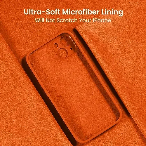 FireNova Designed for iPhone 15 Case, Silicone Upgraded [Camera Protection] Phone Case with [2 Screen Protectors], Soft Anti-Scratch Microfiber Lining Inside, 6.1 inch, Neon Orange - 5