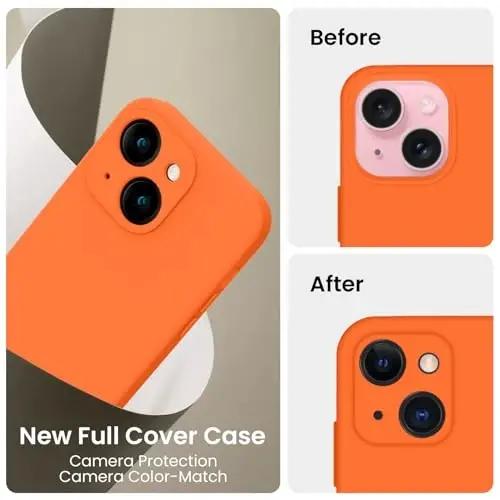 FireNova Designed for iPhone 15 Case, Silicone Upgraded [Camera Protection] Phone Case, Soft Anti-Scratch Microfiber Lining Inside, 6.1 inch, Neon Orange - 3
