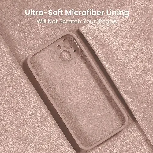 FireNova Designed for iPhone 15 Case, Silicone Upgraded [Camera Protection] Phone Case, Soft Anti-Scratch Microfiber Lining Inside, 6.1 inch, Pinksand - 5