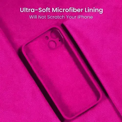 FireNova Designed for iPhone 15 Case, Silicone Upgraded [Camera Protection] Phone Case with [2 Screen Protectors], Soft Anti-Scratch Microfiber Lining Inside, 6.1 inch, Hot Pink - 5