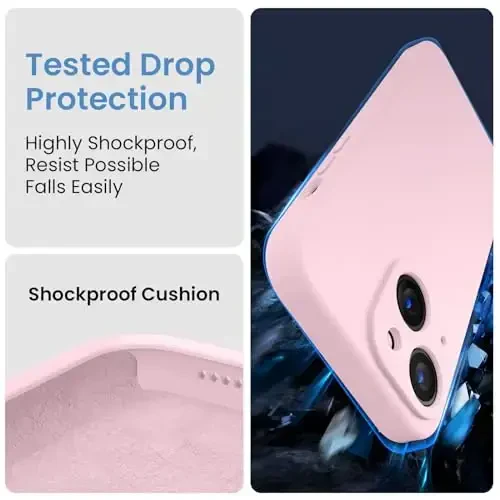 FireNova Designed for iPhone 15 Case, Silicone Upgraded [Camera Protection] Phone Case with [2 Screen Protectors], Soft Anti-Scratch Microfiber Lining Inside, 6.1 inch, Chalk Pink - 4