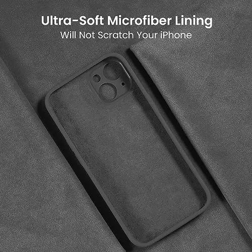 FireNova Designed for iPhone 15 Case, Silicone Upgraded [Camera Protection] Phone Case with [2 Screen Protectors], Soft Anti-Scratch Microfiber Lining Inside, 6.1 inch, Space Gray - 5