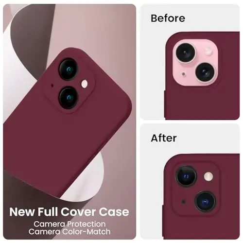 FireNova Designed for iPhone 15 Case, Silicone Upgraded [Camera Protection] Phone Case with [2 Screen Protectors], Soft Anti-Scratch Microfiber Lining Inside, 6.1 inch, Plum - 3
