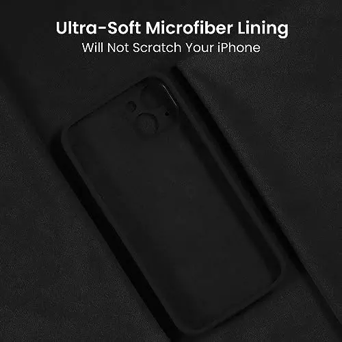 FireNova Designed for iPhone 15 Case, Silicone Upgraded [Camera Protection] Phone Case with [2 Screen Protectors], Soft Anti-Scratch Microfiber Lining Inside, 6.1 inch, Black - 5