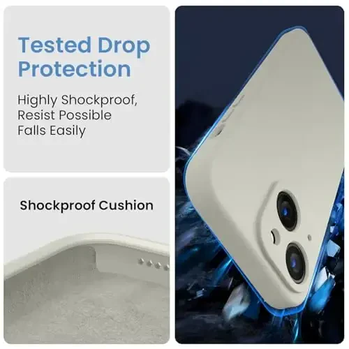 FireNova Designed for iPhone 15 Case, Silicone Upgraded [Camera Protection] Phone Case with [2 Screen Protectors], Soft Anti-Scratch Microfiber Lining Inside, 6.1 inch, Stone - 4