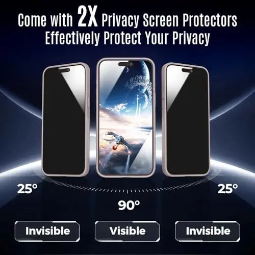 Symcele Designed for iPhone 15 Case, Compatible with MagSafe, with Privacy Screen Protectors X2, [Camera Protection] [15FT Military Drop Protection] Shockproof Phone Case, 6.1