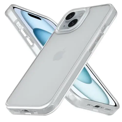 Wohvo Designed for iPhone 15 Case, 4FT Military Grade Drop Protection,Translucent Matte Hard Back with Soft Edge Airbag, Protective Phone Cases for iPhone 15 (Translucent) - WOHVO