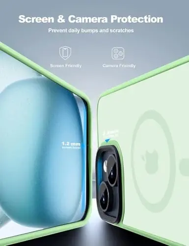 Tigowos for iPhone 15 Phone Case Fits MagSafe 10FT Drop Resistant Matte Skin Feeling Back Cover for iPhone 15 Case，Matcha Green - 4