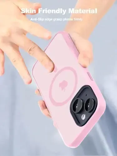 Tigowos for iPhone 15 Phone Case Fits MagSafe 10FT Drop Resistant Matte Skin Feeling Back Cover for iPhone 15 Case，Pink - 5