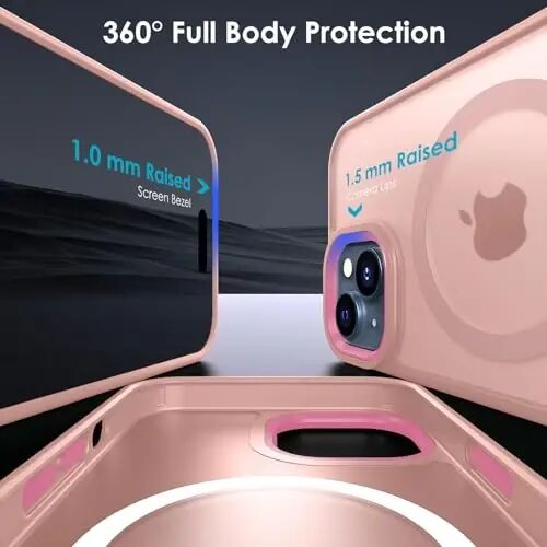 TIMORA Magnetic for iPhone 15 Case, [Compatible with MagSafe] Shockproof Protective Slim Translucent Matte Cover for iPhone 15Case Phone Case, Pink - 5