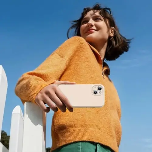 iPhone 15 ile Uyumlu Miracase Kılıf, [Yumuşak Çizilmez Mikrofiber Astar], Sıvı Silikon Kılıf Jel Kauçuk Darbeye Dayanıklı Düşmeye Karşı Koruyucu Telefon Kılıfı, iPhone 15 için, Kum Rengi - 5