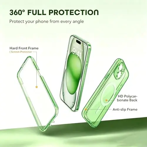 TIESZEN for iPhone 15 Case, Compatible with MagSafe, Built-in Screen Protector and Camera Protection, Full Body Dustproof Shockproof Hard Phone Case 6.1