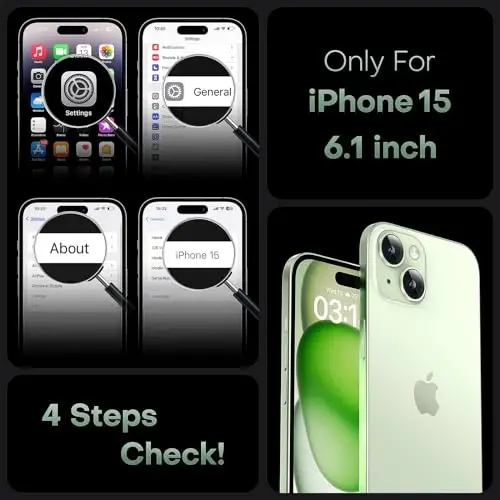 iPhone 15 Kılıf için TOCOL, Magsafe ile Uyumlu, Tam Kamera Koruma, Dahili Manyetik Halka, Düşme Koruması, Yarı Saydam Mat Telefon Kılıfı iPhone 15 6.1 inç için (Açık Yeşil) - 2