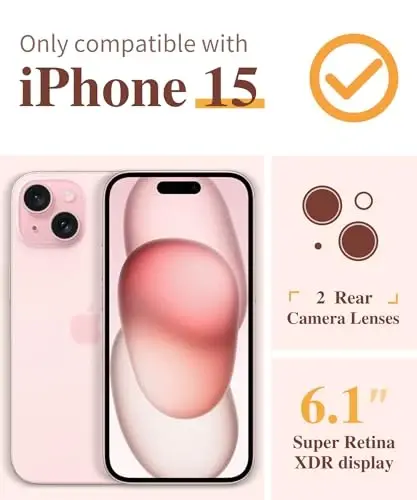 iPhone 15 Kılıfı GVIEWIN Çiçekli, Ekran Koruyucu ve Kamera Lens Koruyuculu, [Sararma Yapmaz] Yumuşak Darbe Emici Şeffaf Kadın Telefon Kılıfı, Çiçek Desenli Tasarım 6.1