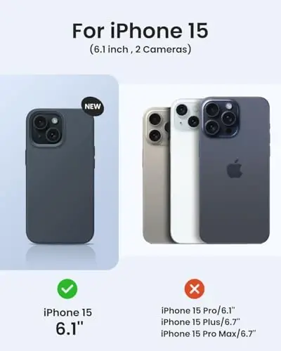 BUYDOT for iPhone 15 Case Liquid Silicone Slim Shockproof Protective Cover 6.1 Inch Anti-Scratch Drop Protection, Midnight Blue - 6
